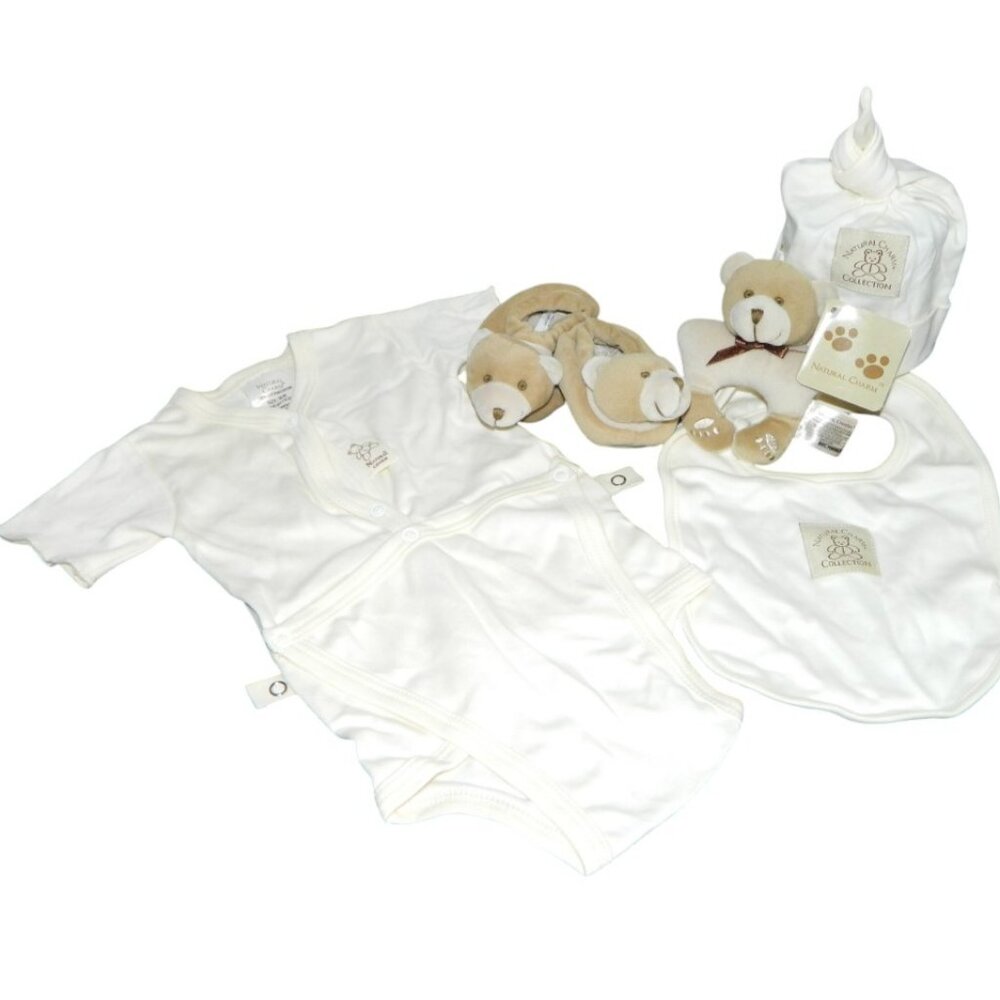 Natural Charm Onesie Diaper Shirt 100% Natural Cotton 5pc Lot Set 3-6 months